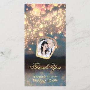 Carte De Remerciements Ajoutez vos lanternes de souhait d'amour de photo