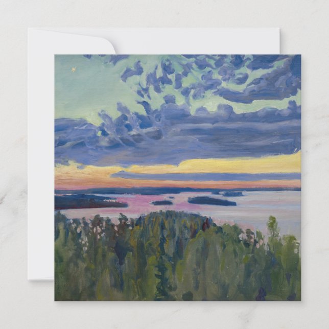 Carte De Remerciements Akseli Gallen-Kallela - Vue sur un lac au coucher  (Devant)