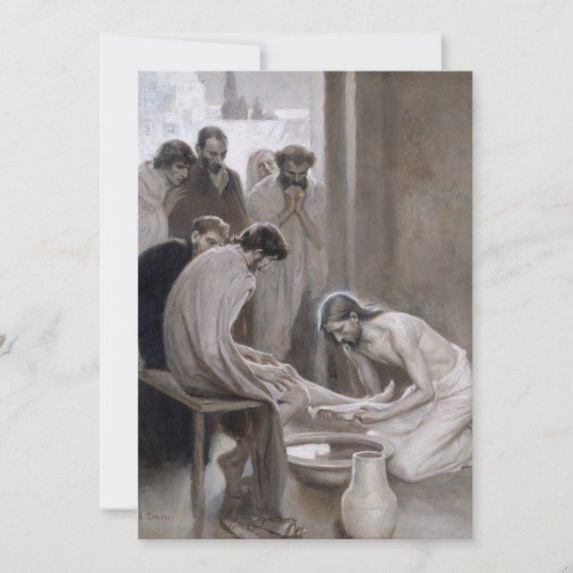 Carte De Remerciements Albert Edelfeel - Jésus Laver les pieds des discip (Devant)