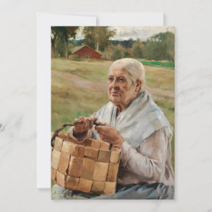 Carte De Remerciements Albert Edelfeel - Vieille femme avec panier à pinc