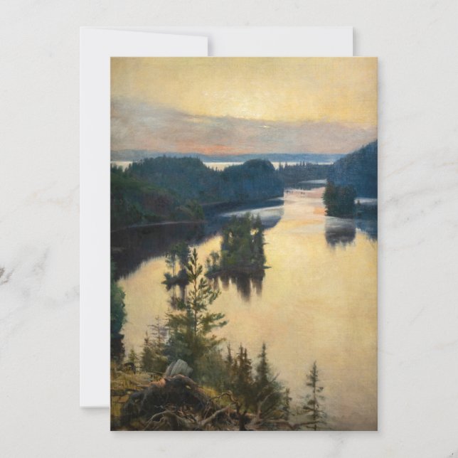 Carte De Remerciements Albert Edelfelt - Crête de Kaukola au coucher du s (Devant)