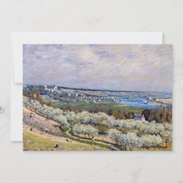 Carte De Remerciements Alfred Sisley - Terrasse à Saint-Germain, Printemp (Devant)