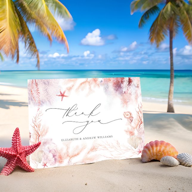 Carte De Remerciements Algues sous-marines | Mariage de coquillage (Créateur téléchargé)
