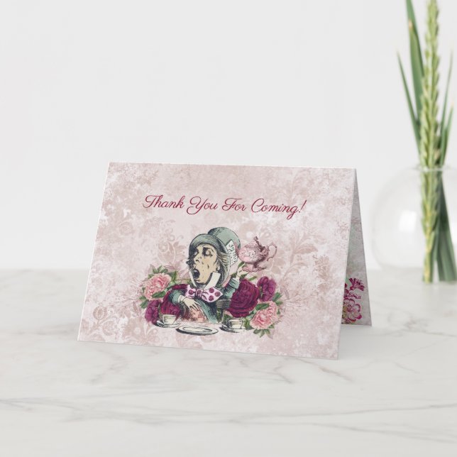 Carte De Remerciements Alice au pays des merveilles La fête du thé de la  (Devant)