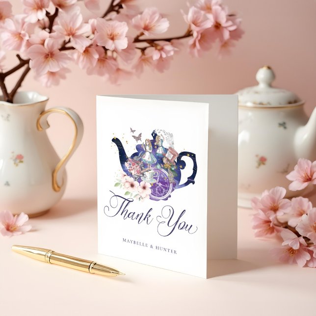 Carte De Remerciements Alice au pays des merveilles Mariage Wonderland Me (Alice in Wonderland Wedding Wonderland Thank You)