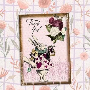 Carte De Remerciements Alice au pays des merveilles vintage Lapin Blanc