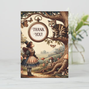 Carte De Remerciements Alice et Chat du Cheshire : Fantaisie merveilleuse