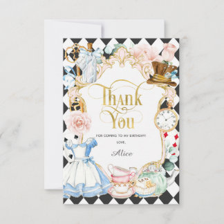 Carte De Remerciements Alice tea party merveilleux, anniversaire