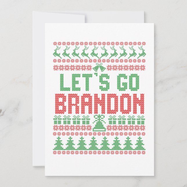 Carte De Remerciements Allez Brandon Drôle Mauvais Chandail de Noël (Devant)