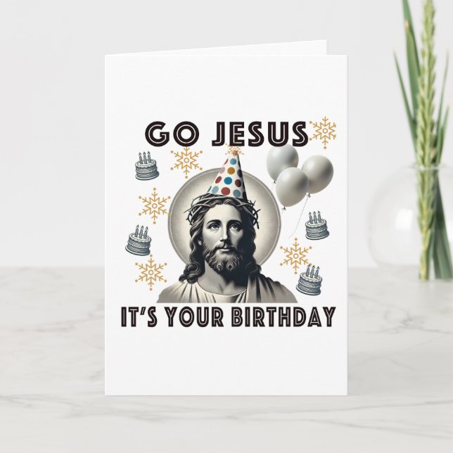 Carte De Remerciements Allez Jésus, c'est ton anniversaire (Devant)
