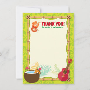 Carte De Remerciements Aloha Luau Hawaiian Baby shower d'anniversaire Tro