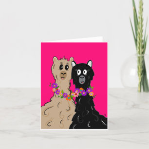 Carte De Remerciements Alpaca avec collier de fleurs