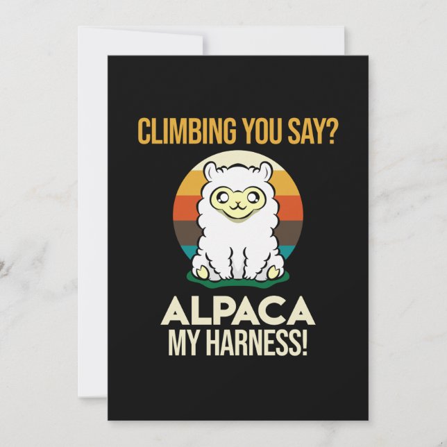 Carte De Remerciements Alpaca My Harness Mountain Climber Rock Escalade G (Devant)