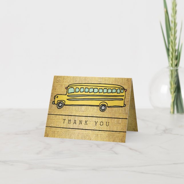 Carte De Remerciements Alphabet Gold du bus scolaire (Devant)