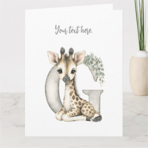 Carte De Remerciements Alphabet mignon girafe animal bébé aquarelle
