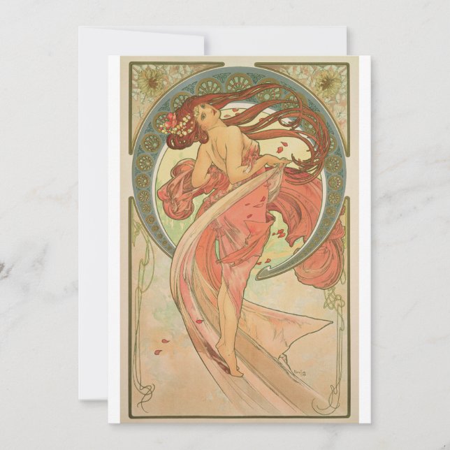 Carte De Remerciements Alphonse Mucha - Danse (Devant)