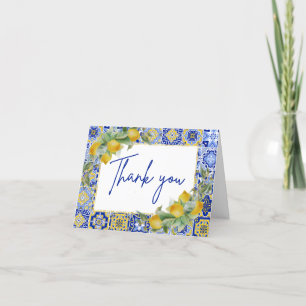 Carte De Remerciements Amalfi Carrelage bleu italien Citrus Citrus Script