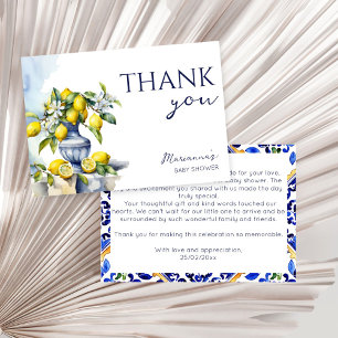 Carte De Remerciements Amalfi Vase bleu citrons baby shower