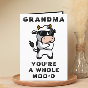 Carte De Remerciements Ambiance Moo Vache Amusante Grand-mère Joyeux anni
