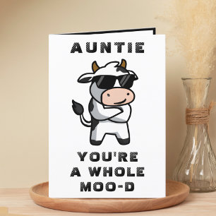 Carte De Remerciements Ambiance moo vache drôle Tante Joyeux anniversaire