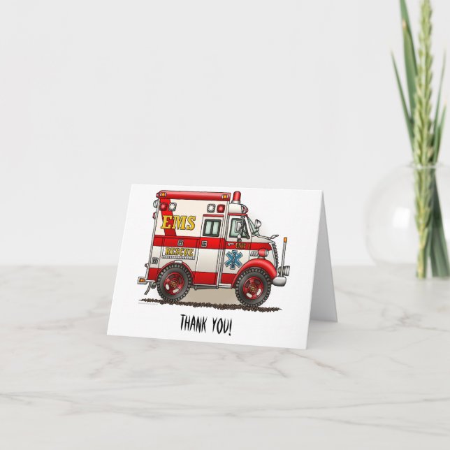 Carte De Remerciements Ambulance de camion de boîte (Devant)