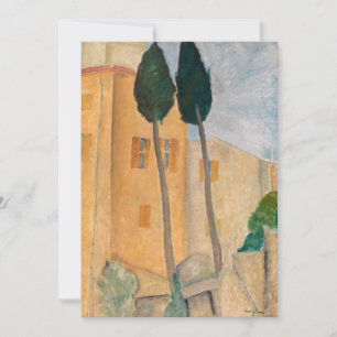 Carte De Remerciements Amedeo Modigliani - Cyprès et maisons à Cagnes