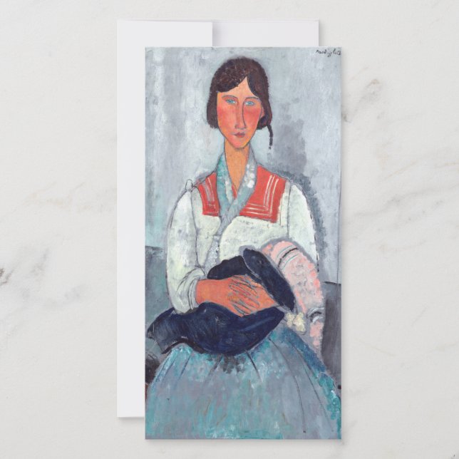 Carte De Remerciements Amedeo Modigliani - Femme tzigane avec bébé (Devant)