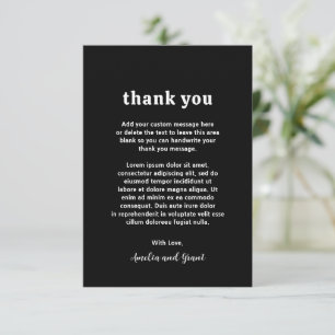 Carte De Remerciements Amelia Black Mariage moderne