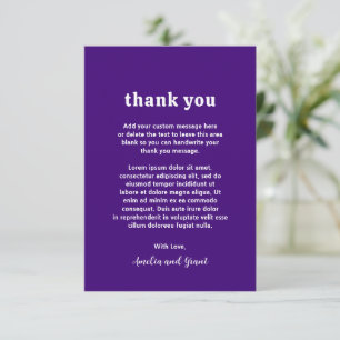 Carte De Remerciements Amelia Royal Purple Mariage moderne