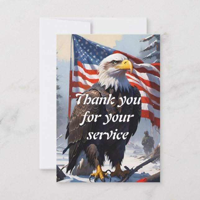 Carte De Remerciements American Bald Eagle et le drapeau américain (Devant)