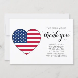 Carte De Remerciements American Flag Personnalisé USA Heart Military