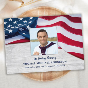 Carte De Remerciements American Flag Sympathy Veterans Memorial Funeral