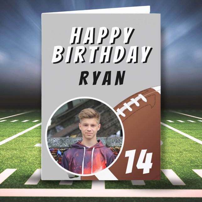 Carte De Remerciements American Football Ball Photo Joyeux anniversaire (Créateur téléchargé)