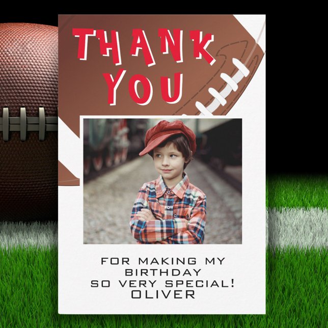 Carte De Remerciements American Football Ball Sports Anniversaire de enfa (Créateur téléchargé)