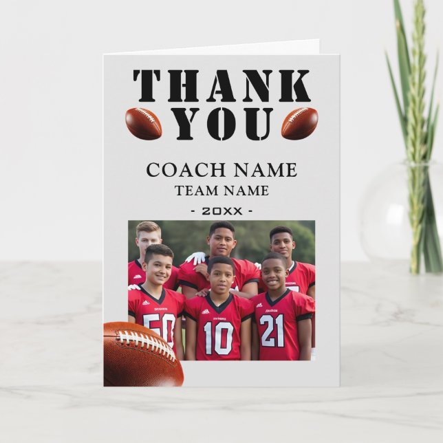 Carte De Remerciements American Football Sports Photo Coach  (Devant)