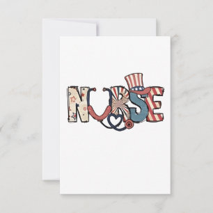 Carte De Remerciements American Nurse 4 juillet Patriotic USA Flag Nurs