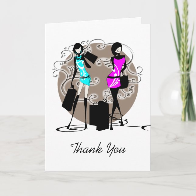 Carte De Remerciements Amies girly de mode PERSONNALISENT (Devant)