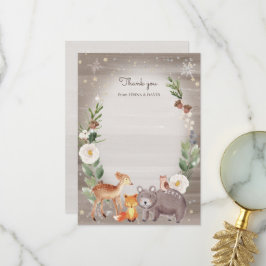 Carte De Remerciements Amis des Animaux de la Forêt Baby Shower à Paillet