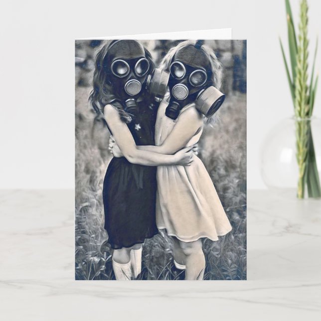 CARTE DE REMERCIEMENTS AMIS FOREVER GAS MASK BESTIES GREETING CARD (Devant)