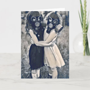 CARTE DE REMERCIEMENTS AMIS FOREVER GAS MASK BESTIES GREETING CARD