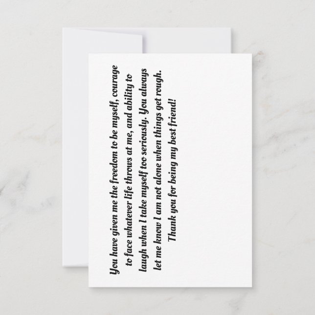 Carte De Remerciements Amitié (Dos)