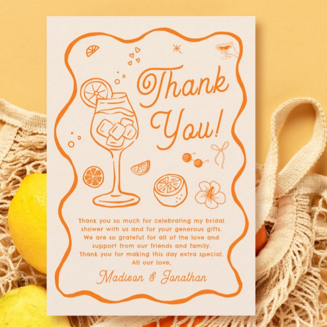 Carte De Remerciements Amour à la Fête des mariées First Spritz (Créateur téléchargé)