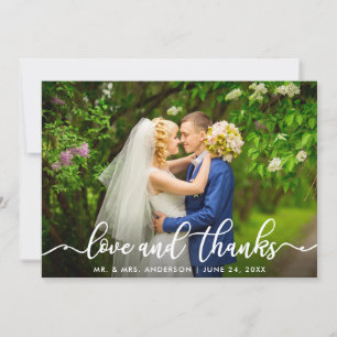 Carte De Remerciements Amour blanc de manuscrit et photo l'épousant des