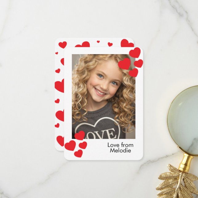 Carte De Remerciements Amour Cœur Classe Photo Saint Valentin (Devant/Arrière en situation)
