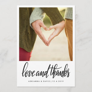 Carte De Remerciements Amour de mariage de photo de couples et manuscrit