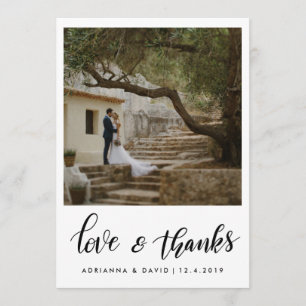 Carte De Remerciements Amour de mariage de photo de couples et manuscrit