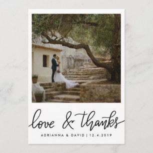 Carte De Remerciements Amour de mariage de photo de couples et manuscrit