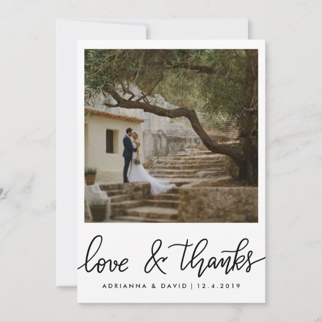Carte De Remerciements Amour de mariage de photo de couples et manuscrit (Devant)