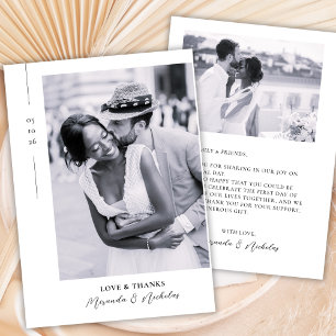 Carte De Remerciements Amour Élégant et Remerciements 2 Photo Mariage
