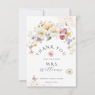 Carte De Remerciements Amour en fleur Fleur sauvage Fête des mariées rust